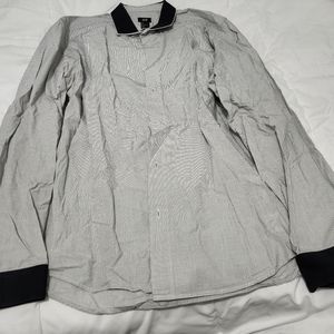 H&M black white and grey men's long sleeve dress shirt